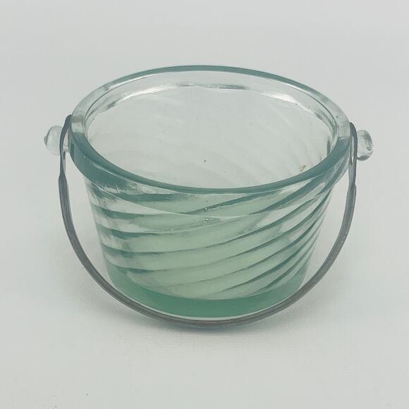 Vintage Fostoria Spiral Optic Whipped Cream Pail Bucket and Handle 3 3/8 x 2” - Picture 1 of 4
